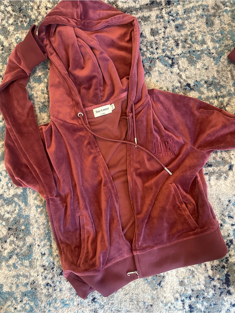 Juicy Couture Velour Zip Hoodie - dusty rose maroon